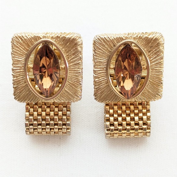 Vintage Mesh Cufflinks Mid Century Men's Formal Wear Accessories - Picture 1 of 4